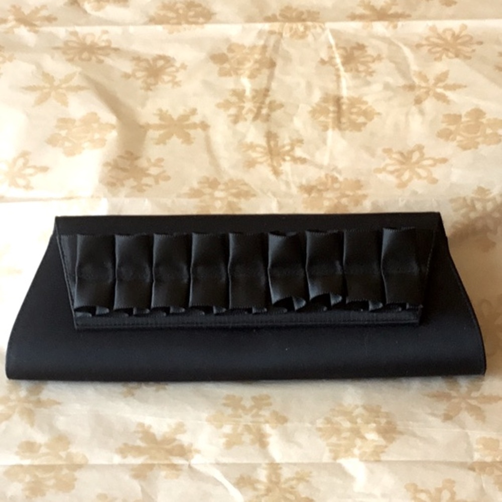 Stuart Weitzman black satin clutch